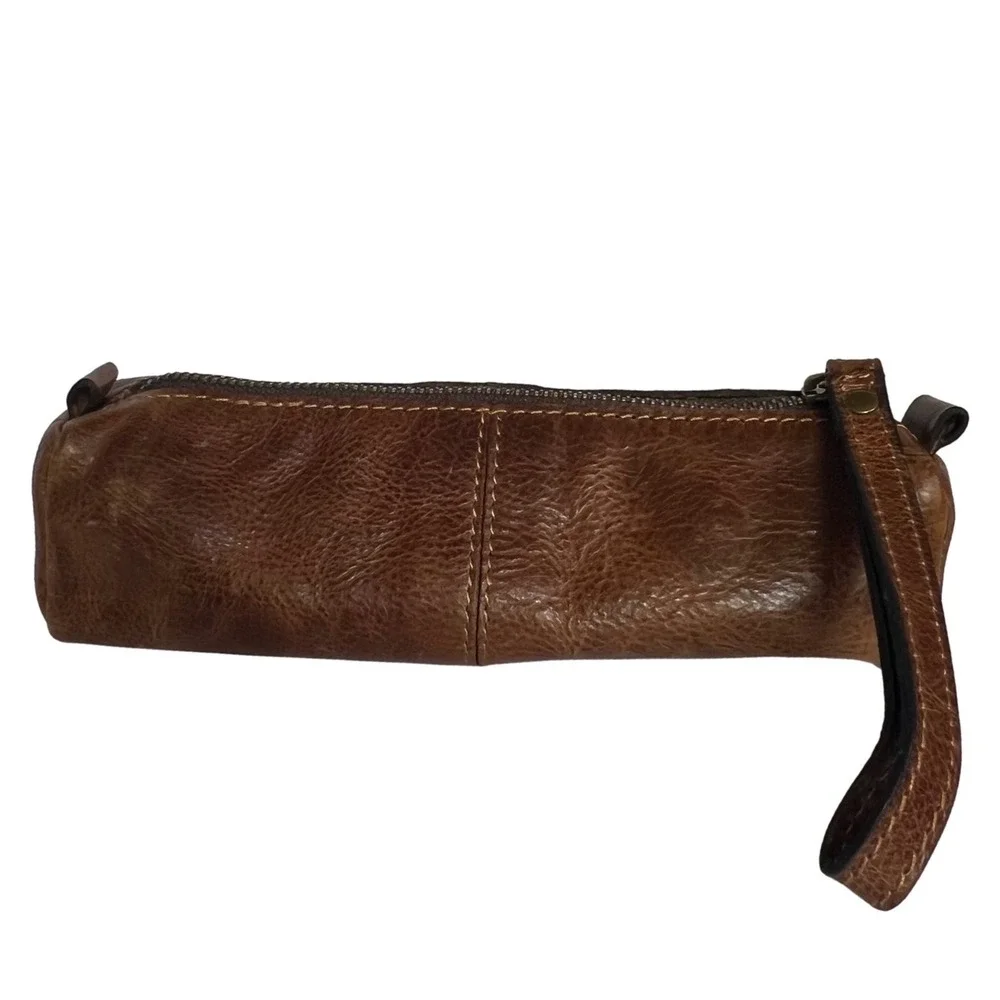 Patricia Nash Isla Cosmetic Case Womens Cognac Distressed Vintage Leather Pouch